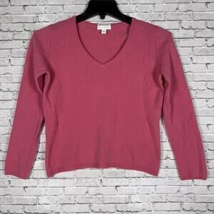 Charter Club 100% Cashmere Sweater Womens Medium V Neck Preppy Pink